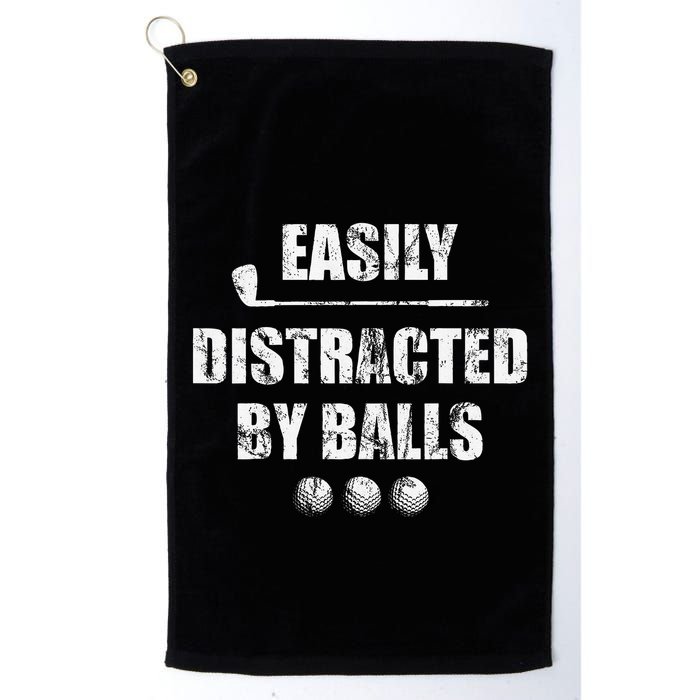 Easily Distracted By Balls Funny Golf Ball Putt Golf Towel