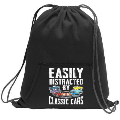 Easily Distracted By Classic Cars Sweatshirt Cinch Pack Bag