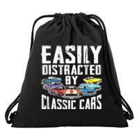 Easily Distracted By Classic Cars Drawstring Bag