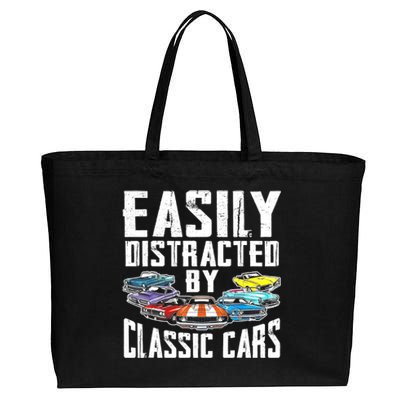 Easily Distracted By Classic Cars Cotton Canvas Jumbo Tote