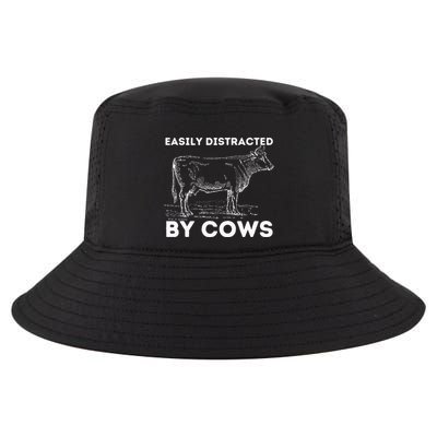 Easily Distracted By Cows Cow Lover Famer Cattle Ranch Cool Comfort Performance Bucket Hat