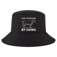 Easily Distracted By Cows Cow Lover Famer Cattle Ranch Cool Comfort Performance Bucket Hat
