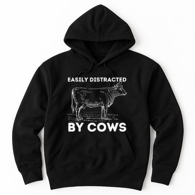 Easily Distracted By Cows Cow Lover Famer Cattle Ranch Hoodie