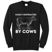 Easily Distracted By Cows Cow Lover Famer Cattle Ranch Sweatshirt