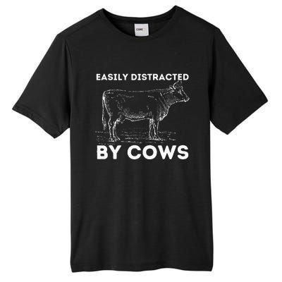 Easily Distracted By Cows Cow Lover Famer Cattle Ranch Tall Fusion ChromaSoft Performance T-Shirt