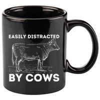 Easily Distracted By Cows Cow Lover Famer Cattle Ranch 11oz C Handle Ceramic Mug
