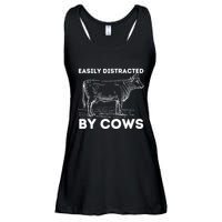 Easily Distracted By Cows Cow Lover Famer Cattle Ranch Ladies Essential Flowy Tank
