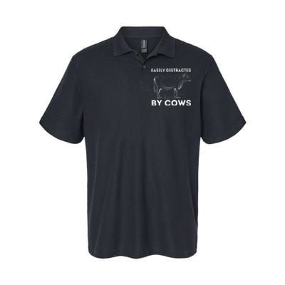 Easily Distracted By Cows Cow Lover Famer Cattle Ranch Softstyle Adult Sport Polo