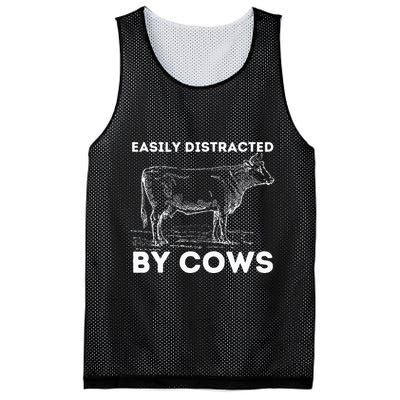 Easily Distracted By Cows Cow Lover Famer Cattle Ranch Mesh Reversible Basketball Jersey Tank