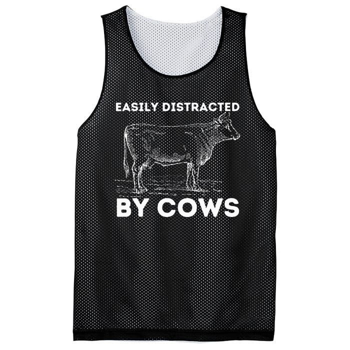 Easily Distracted By Cows Cow Lover Famer Cattle Ranch Mesh Reversible Basketball Jersey Tank