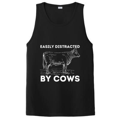 Easily Distracted By Cows Cow Lover Famer Cattle Ranch PosiCharge Competitor Tank
