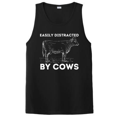 Easily Distracted By Cows Cow Lover Famer Cattle Ranch PosiCharge Competitor Tank