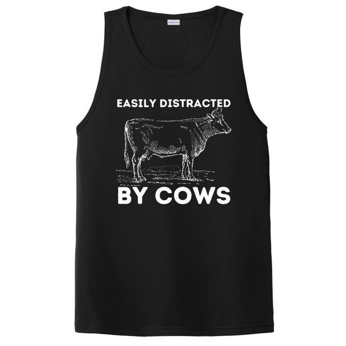 Easily Distracted By Cows Cow Lover Famer Cattle Ranch PosiCharge Competitor Tank