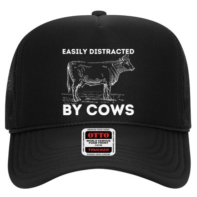 Easily Distracted By Cows Cow Lover Famer Cattle Ranch Trucker Hat