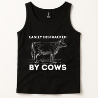 Easily Distracted By Cows Cow Lover Famer Cattle Ranch Tank Top