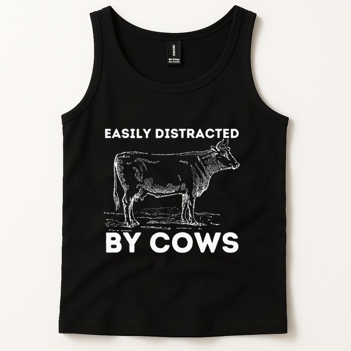 Easily Distracted By Cows Cow Lover Famer Cattle Ranch Tank Top