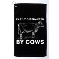 Easily Distracted By Cows Cow Lover Famer Cattle Ranch Golf Towel