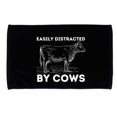 Easily Distracted By Cows Cow Lover Famer Cattle Ranch Microfiber Hand Towel