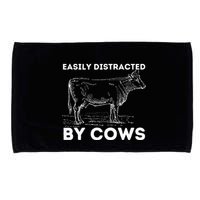 Easily Distracted By Cows Cow Lover Famer Cattle Ranch Microfiber Hand Towel