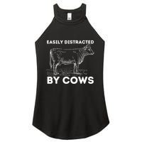 Easily Distracted By Cows Cow Lover Famer Cattle Ranch Women's Perfect Tri Rocker Tank