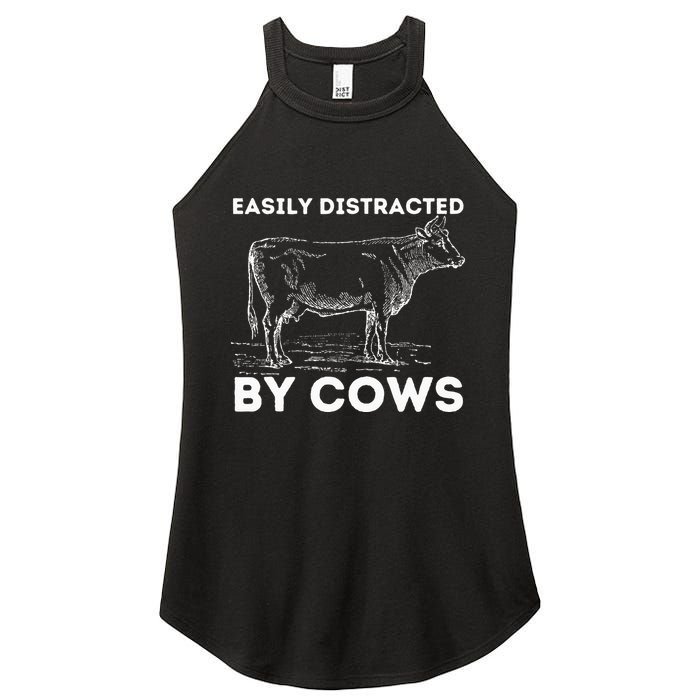 Easily Distracted By Cows Cow Lover Famer Cattle Ranch Women's Perfect Tri Rocker Tank