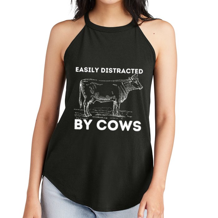 Easily Distracted By Cows Cow Lover Famer Cattle Ranch Women's Perfect Tri Rocker Tank