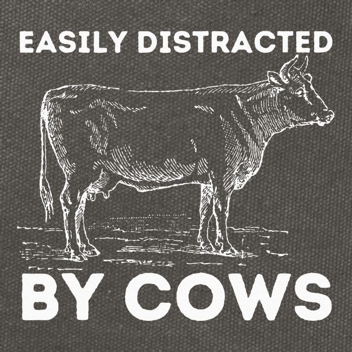 Easily Distracted By Cows Cow Lover Famer Cattle Ranch Cotton Canvas Backpack