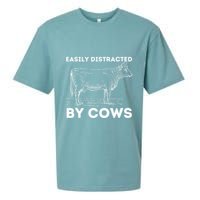 Easily Distracted By Cows Cow Lover Famer Cattle Ranch Sueded Cloud Jersey T-Shirt