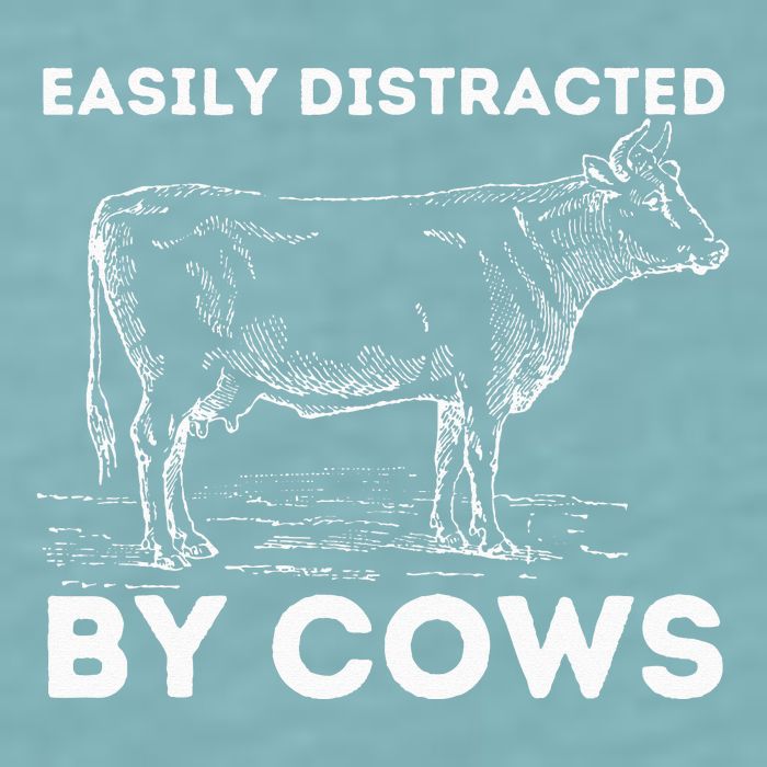 Easily Distracted By Cows Cow Lover Famer Cattle Ranch Sueded Cloud Jersey T-Shirt