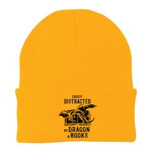 Easily Distracted By Dragon And Books Nerds Knit Cap Winter Beanie