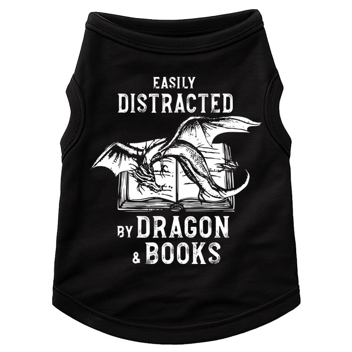 Easily Distracted By Dragon And Books Nerds Doggie Tank