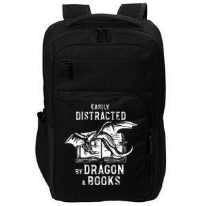 Easily Distracted By Dragon And Books Nerds Impact Tech Backpack