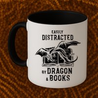Easily Distracted By Dragon And Books Nerds Mug