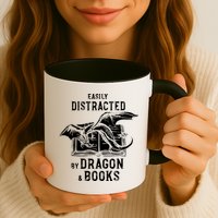 Easily Distracted By Dragon And Books Nerds Mug
