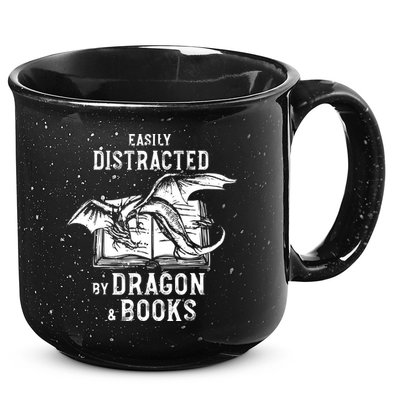Easily Distracted By Dragon And Books Nerds 15oz Campfire Ceramic Mug