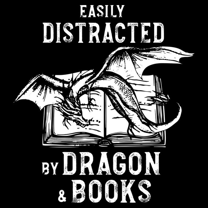 Easily Distracted By Dragon And Books Nerds 16 in Basic Backpack