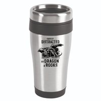 Easily Distracted By Dragon And Books Nerds 16oz Travel Tumbler