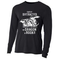 Easily Distracted By Dragon And Books Nerds Cooling Performance Long Sleeve Crew