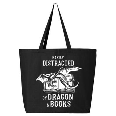 Easily Distracted By Dragon And Books Nerds 25L Jumbo Tote