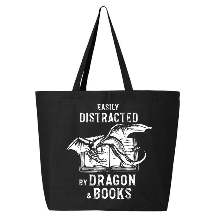 Easily Distracted By Dragon And Books Nerds 25L Jumbo Tote