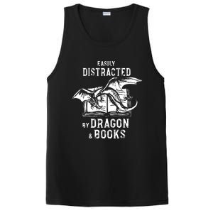 Easily Distracted By Dragon And Books Nerds PosiCharge Competitor Tank