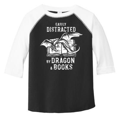 Easily Distracted By Dragon And Books Nerds Toddler Fine Jersey T-Shirt