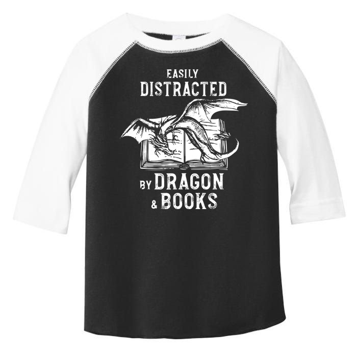 Easily Distracted By Dragon And Books Nerds Toddler Fine Jersey T-Shirt