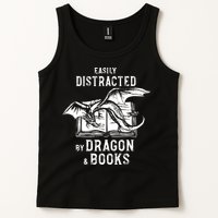 Easily Distracted By Dragon And Books Nerds Tank Top