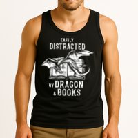 Easily Distracted By Dragon And Books Nerds Tank Top