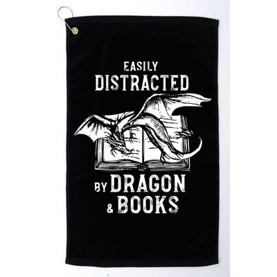 Easily Distracted By Dragon And Books Nerds Golf Towel