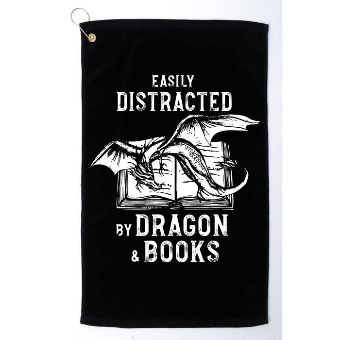 Easily Distracted By Dragon And Books Nerds Golf Towel