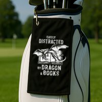 Easily Distracted By Dragon And Books Nerds Golf Towel