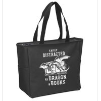 Easily Distracted By Dragon And Books Nerds Zip Tote Bag