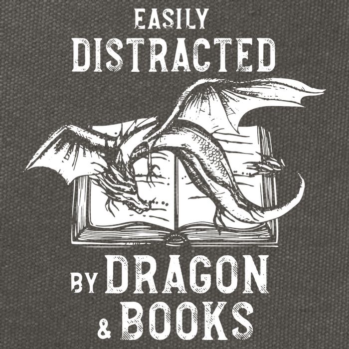 Easily Distracted By Dragon And Books Nerds Cotton Canvas Backpack